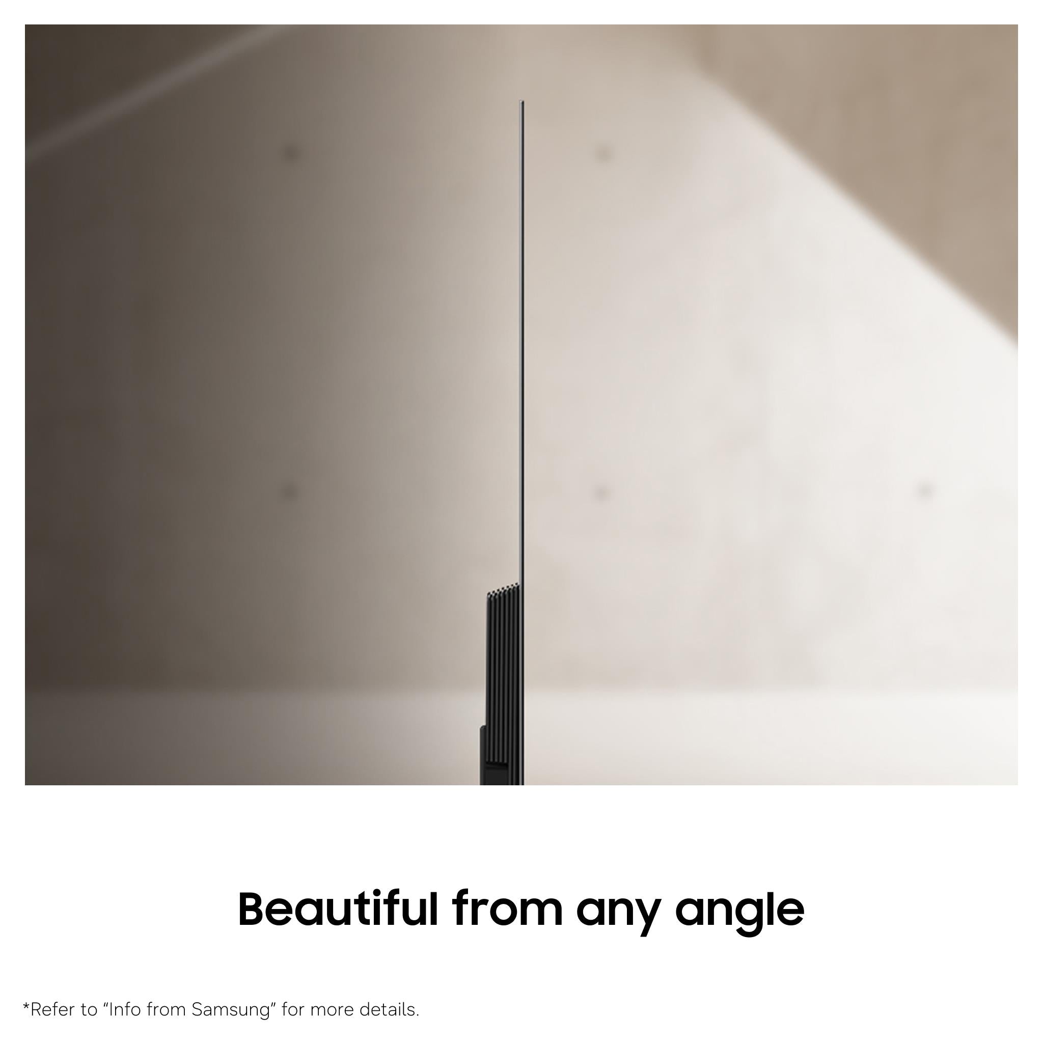 Samsung OLED 4K Smart TV slim side profile on stand
