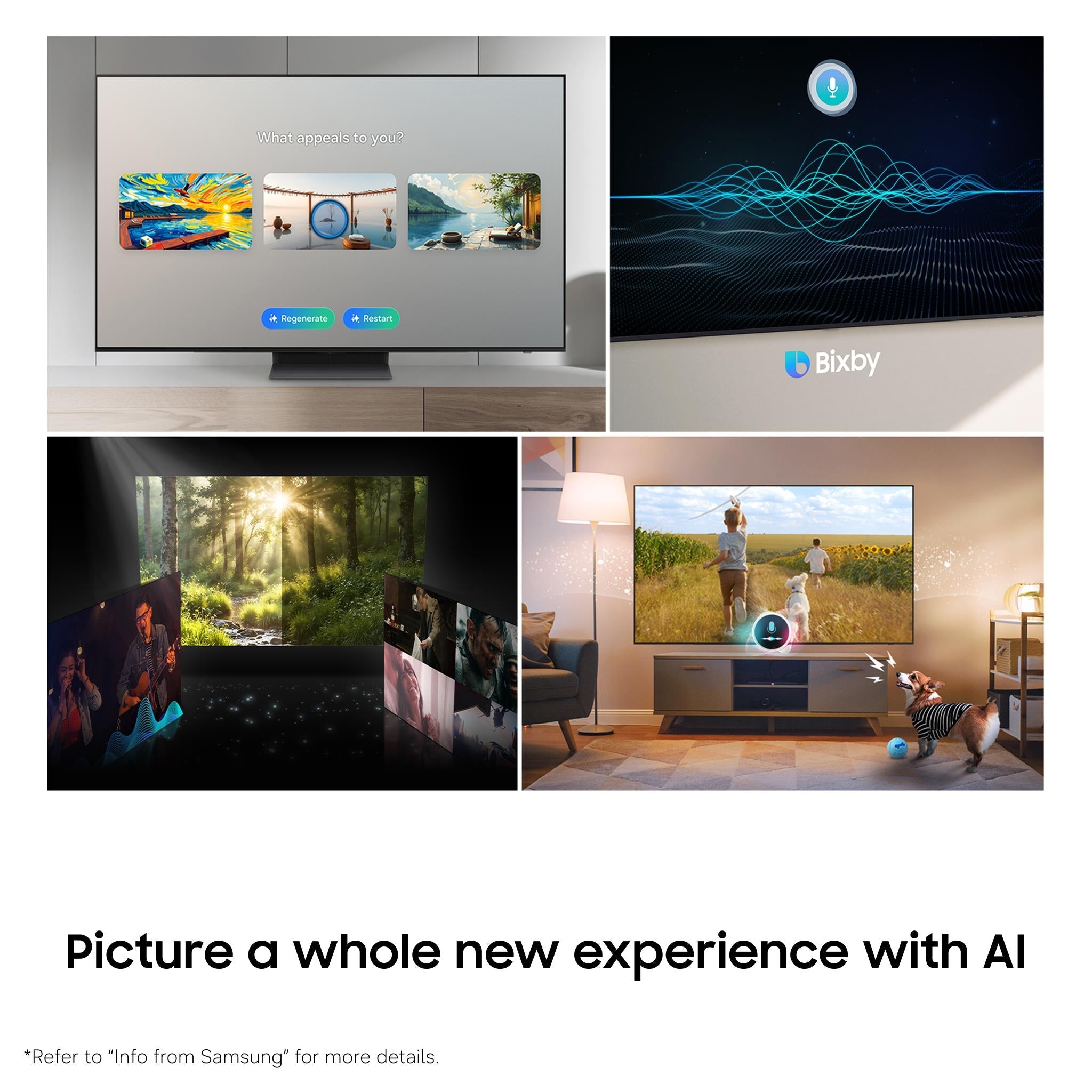 Samsung OLED 4K Smart TV collage of content across multiple screens
