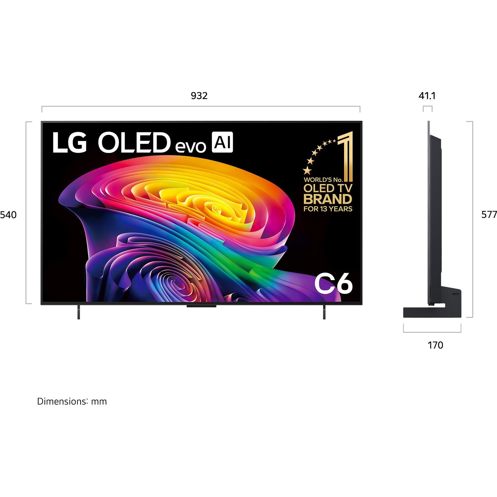 LG OLED evo AI C6 42 inch 4K smart TV, image 4 - Small TVs - Under 43" at Tech Supply Shed NZ