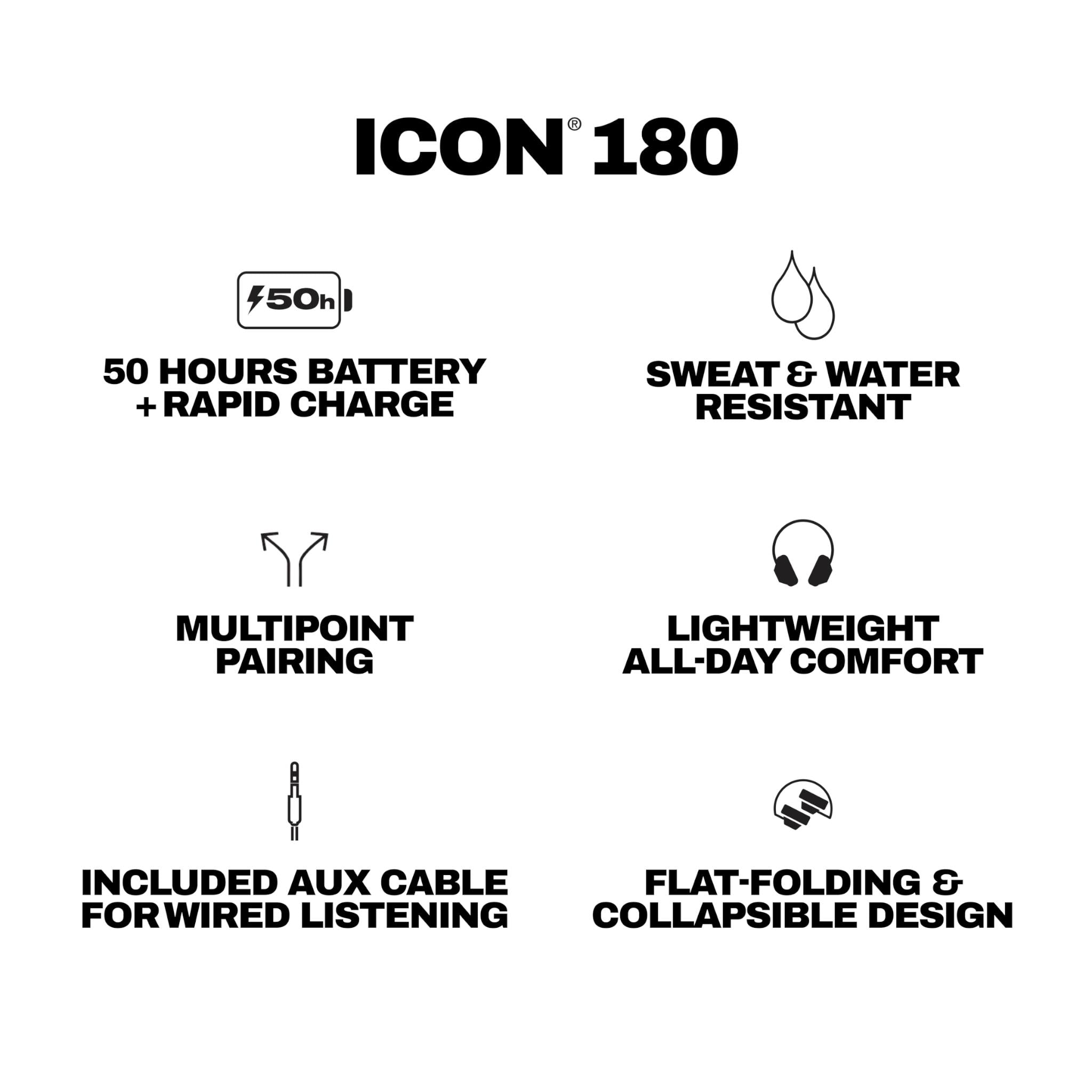 Skullcandy Icon 180 over-ear headphones in True Black, image 7 - Over-Ear Headphones at Tech Supply Shed NZ