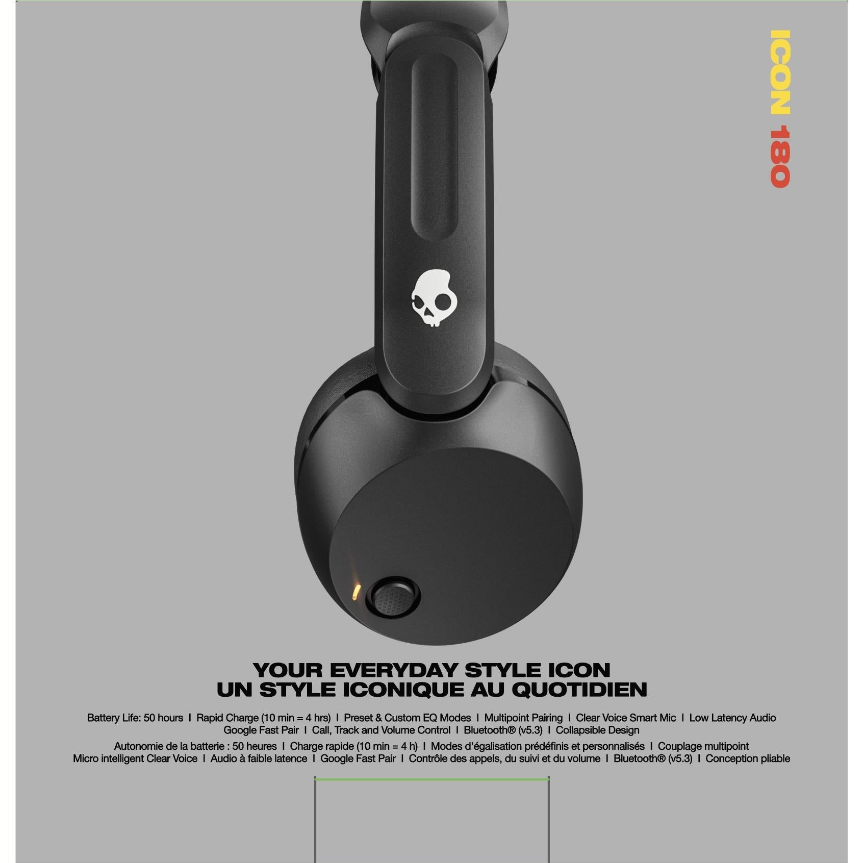 Skullcandy Icon 180 over-ear headphones in True Black, image 8 - Over-Ear Headphones at Tech Supply Shed NZ