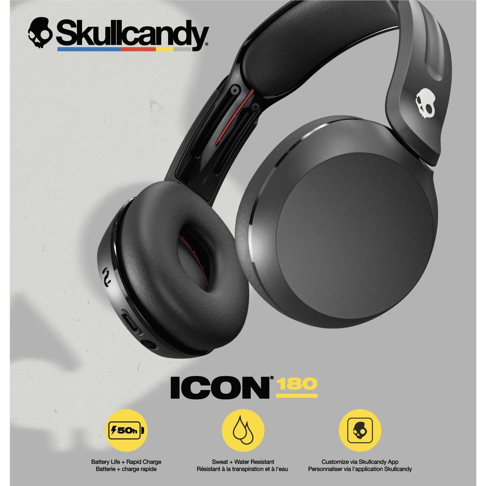 Skullcandy Icon 180 over-ear headphones in True Black, image 10 - Over-Ear Headphones at Tech Supply Shed NZ