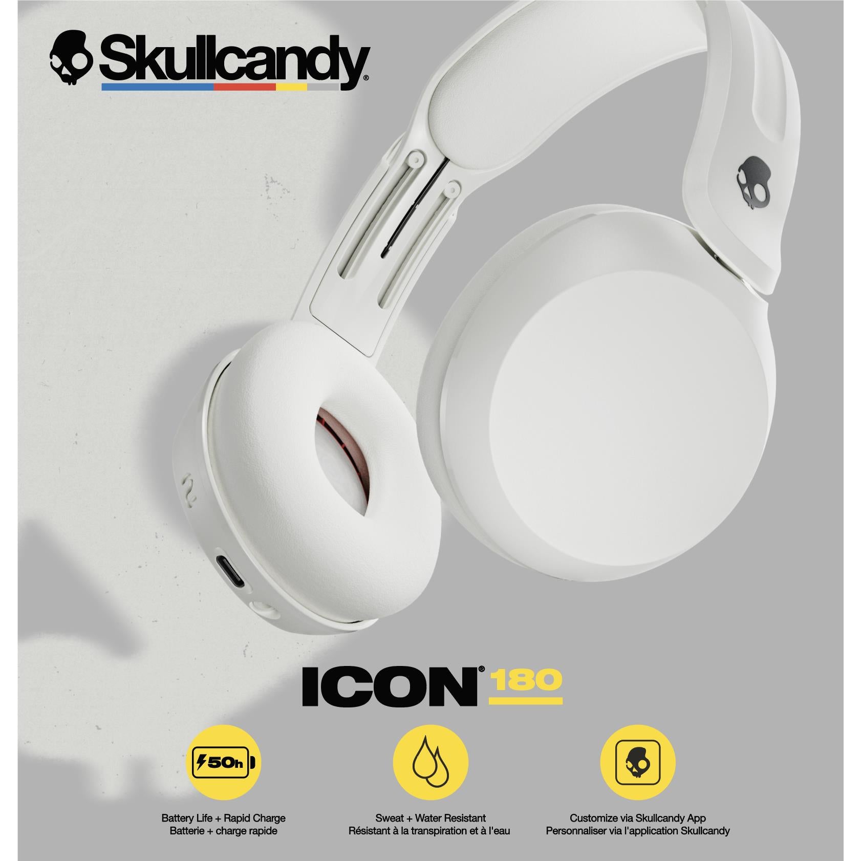 Skullcandy Icon 180 over-ear headphones in Bone, image 9 - Over-Ear Headphones at Tech Supply Shed NZ
