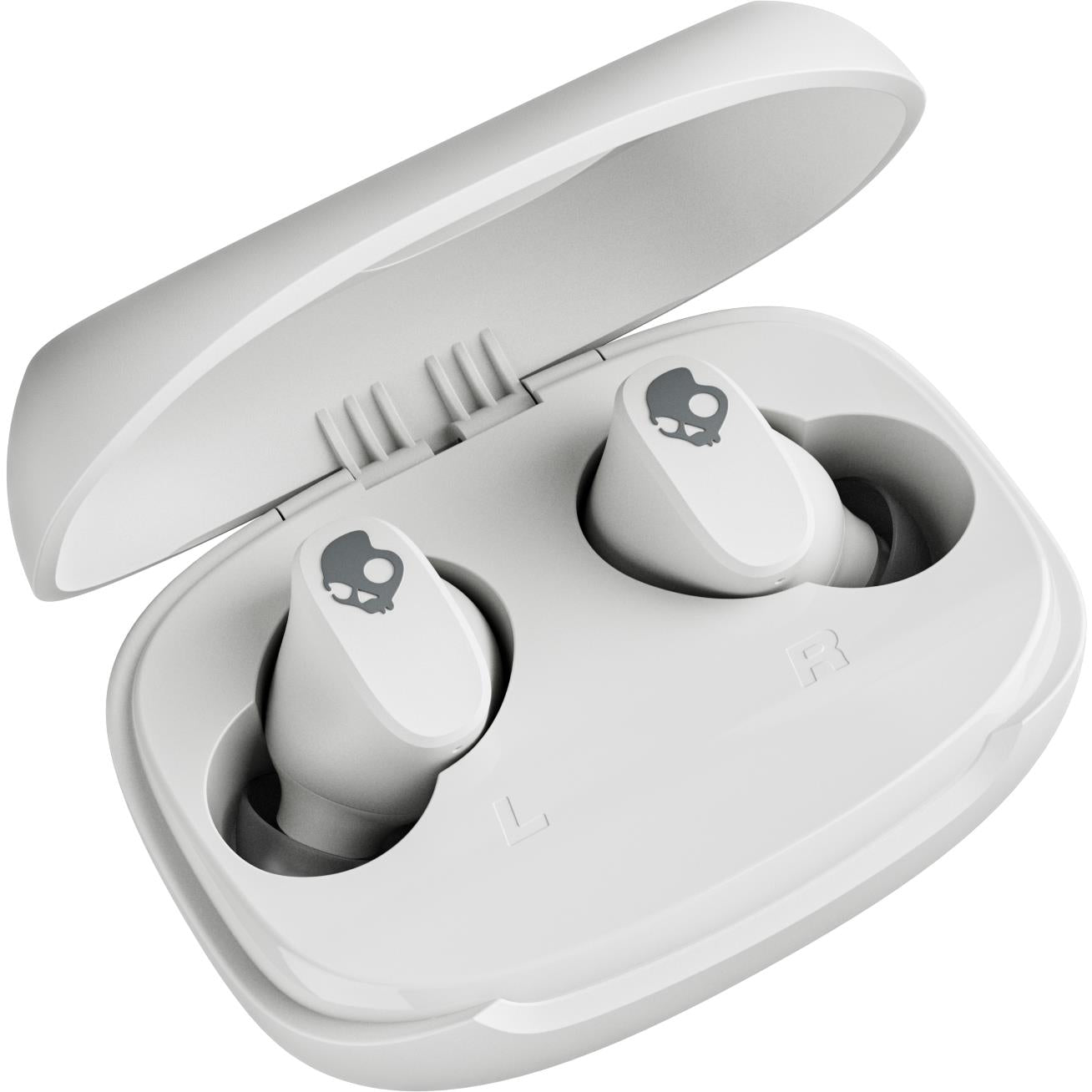 Skullcandy Smokin' Buds 360 true wireless earbuds in bone off-white with charging case, image 2 - In-Ear Headphones & Earbuds at Tech Supply Shed NZ