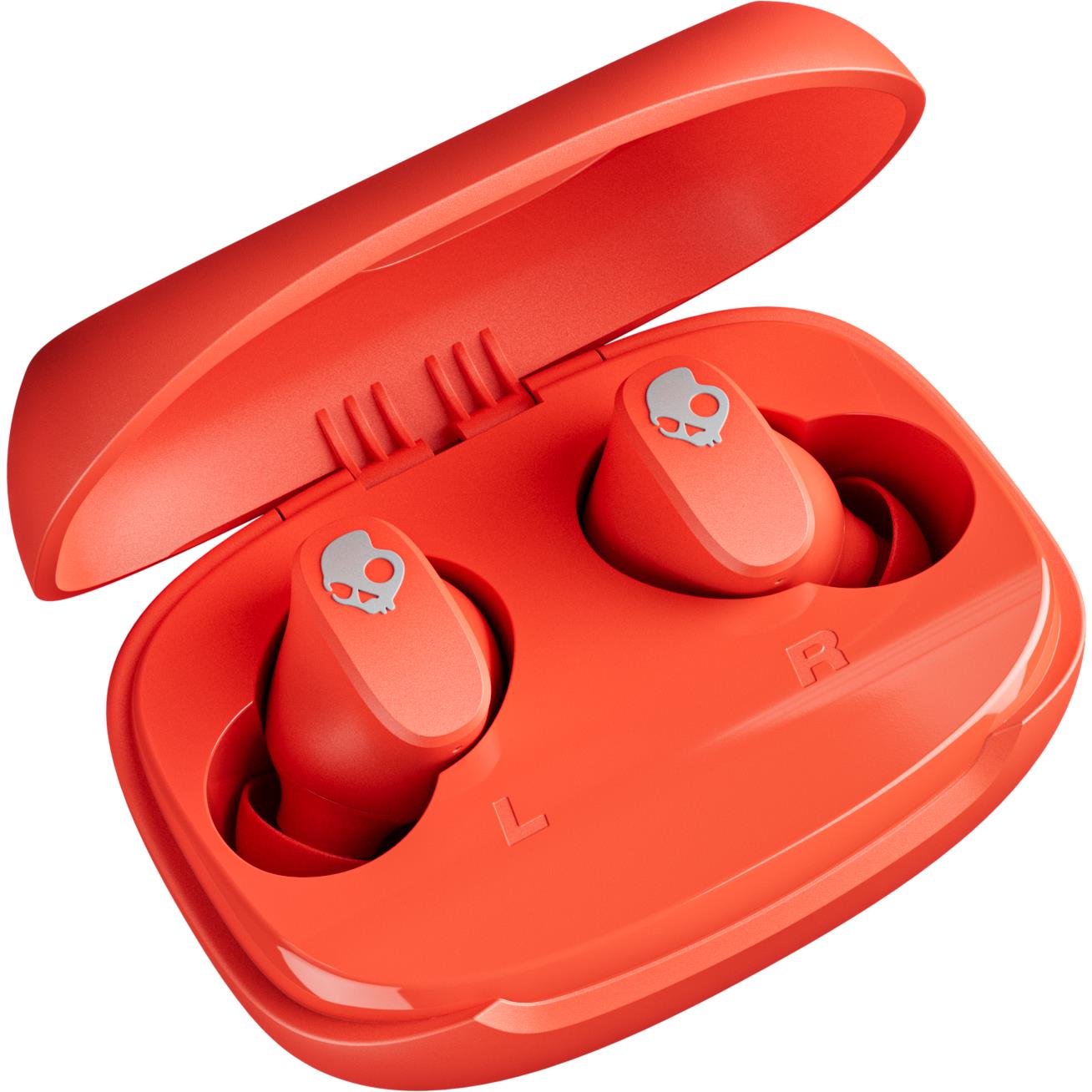 Skullcandy Smokin' Buds 360 true wireless earbuds in plasma red with charging case, image 2 - In-Ear Headphones & Earbuds at Tech Supply Shed NZ
