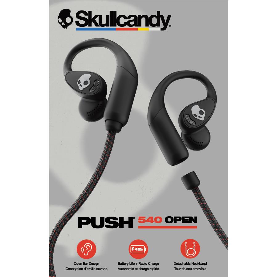 Skullcandy Push 540 Open true wireless open-ear earbuds in true black, image 10 - Open-Ear Headphones at Tech Supply Shed NZ
