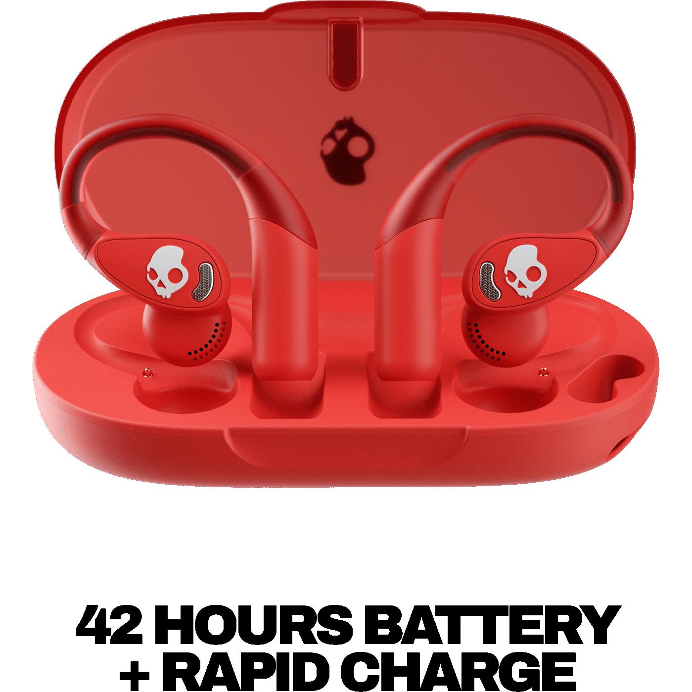 Skullcandy Push 540 Open true wireless open-ear earbuds in plasma red, image 2 - Open-Ear Headphones at Tech Supply Shed NZ
