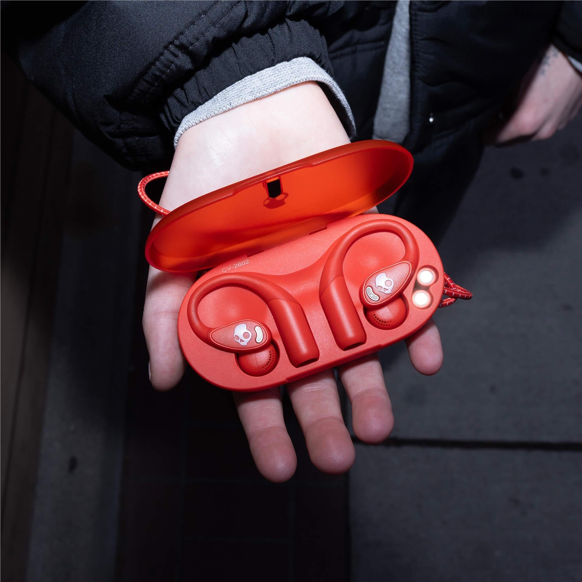 Skullcandy Push 540 Open true wireless open-ear earbuds in plasma red, image 5 - Open-Ear Headphones at Tech Supply Shed NZ