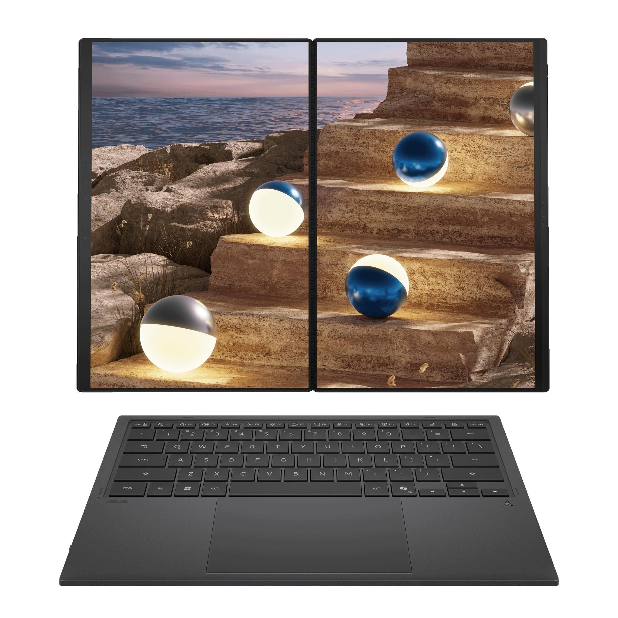 ASUS Zenbook Duo 14-inch dual-screen OLED laptop in Grey, image 3 - Business & Home Laptops at Tech Supply Shed NZ