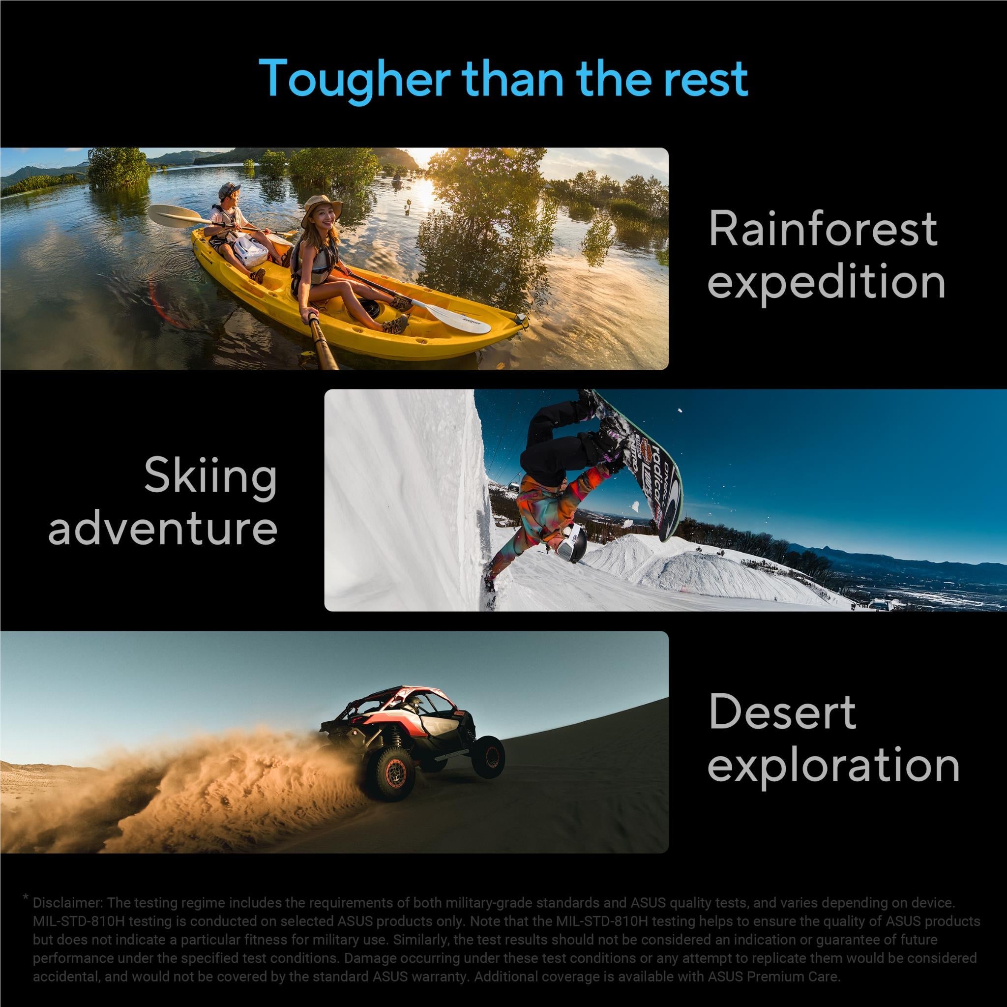Marketing graphic for laptop with three outdoor scene panels