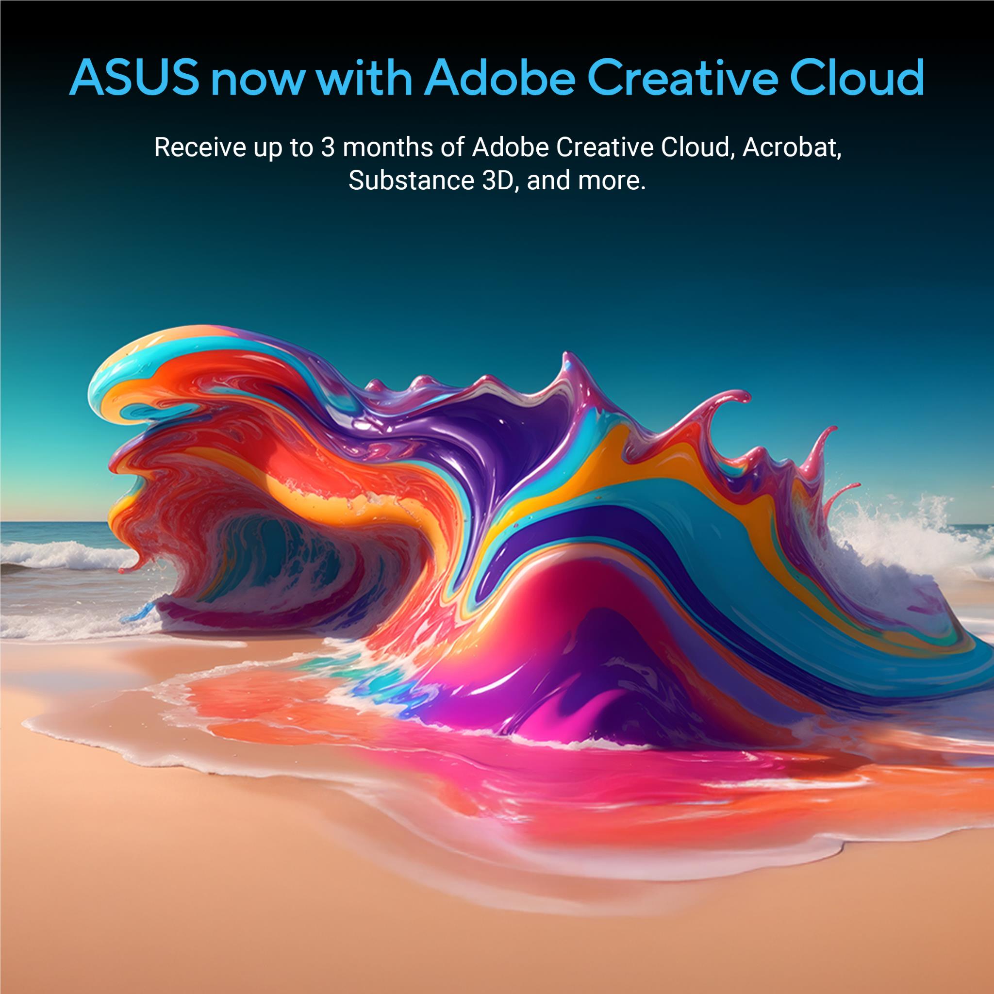 Colorful wave artwork on laptop display for creative software offer