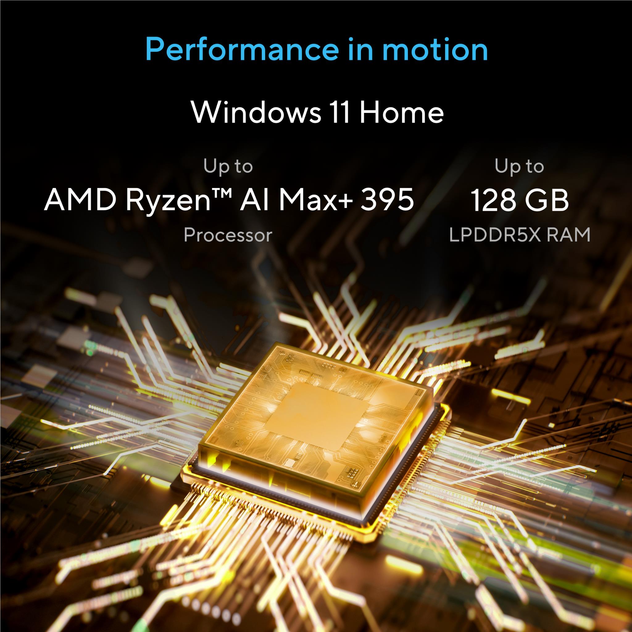 Illustrated processor chip with glowing circuitry lines