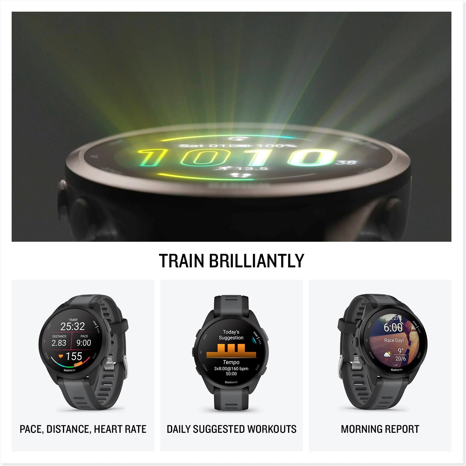 Garmin Forerunner 165 Smart Watch (Black/Slate Grey)
