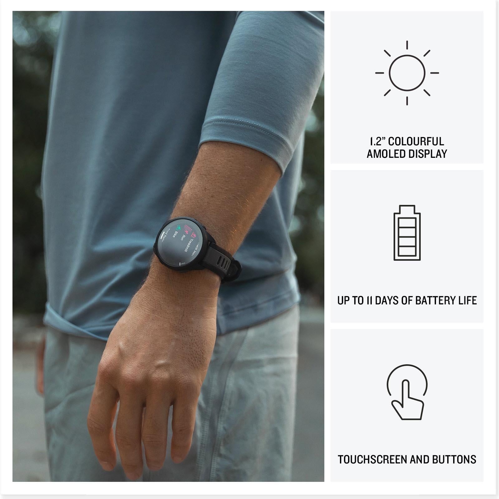 Garmin Forerunner 165 Smart Watch (Black/Slate Grey)