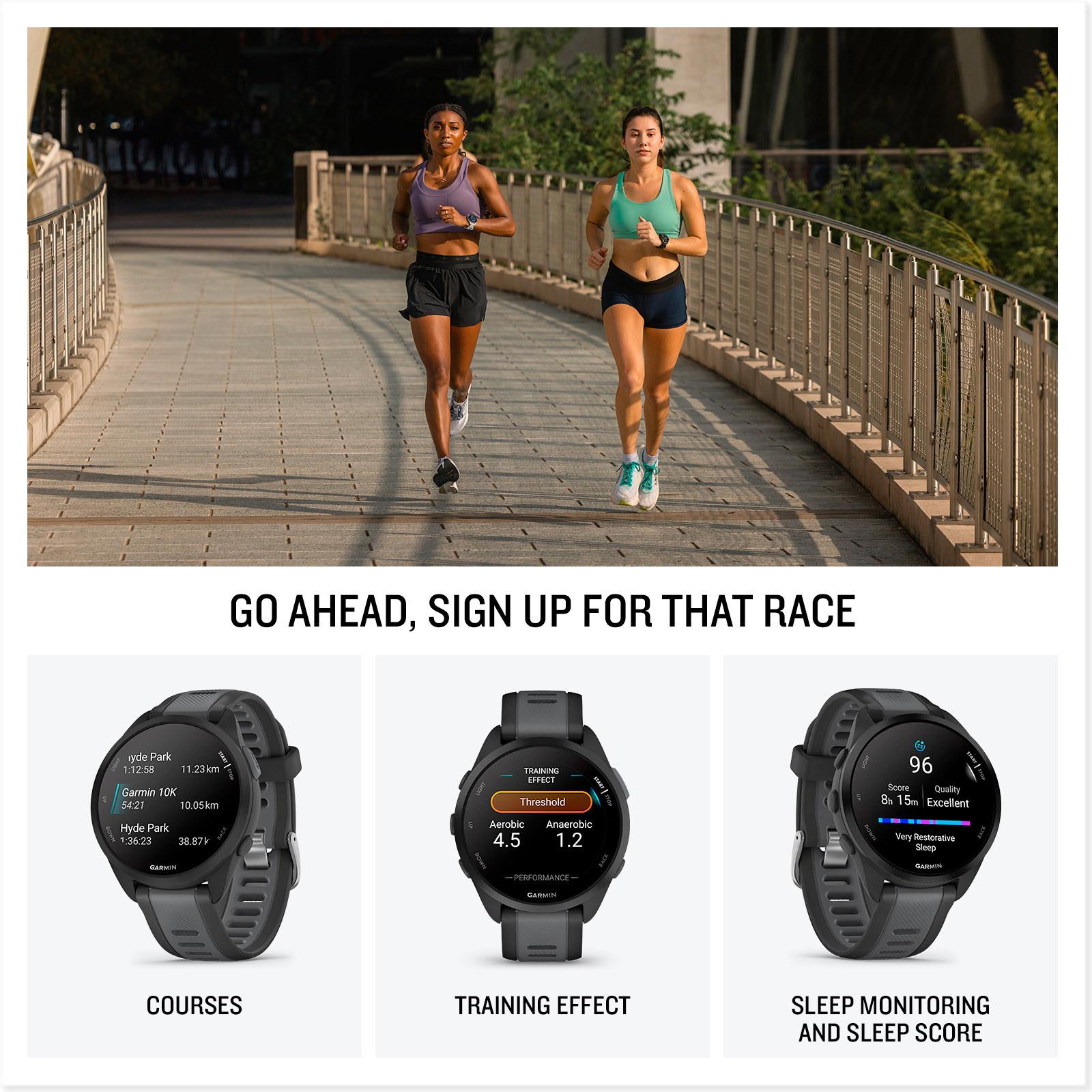 Garmin Forerunner 165 Smart Watch (Black/Slate Grey)
