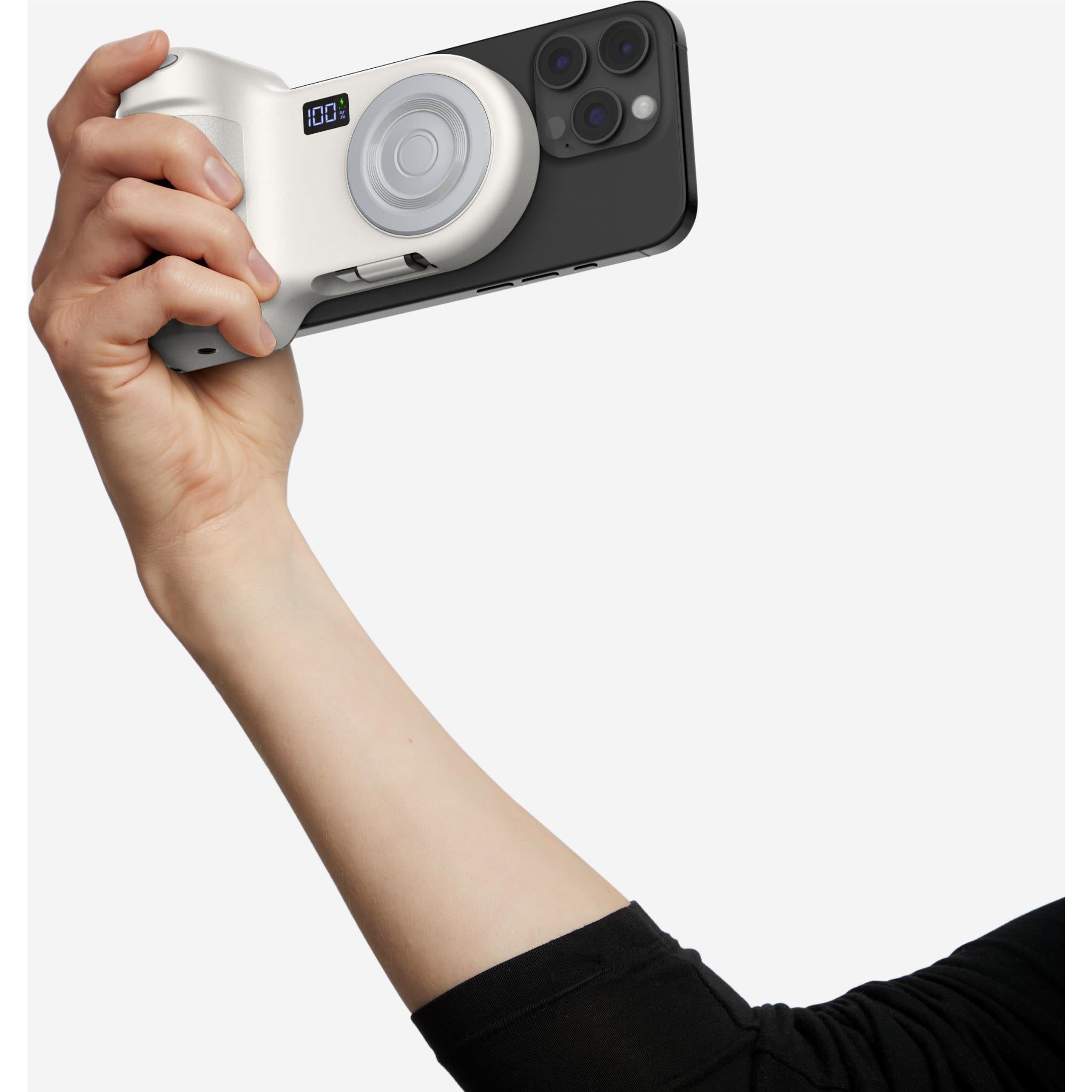Belkin Stage PowerGrip magnetic camera grip with power bank in sand, image 4 - Power Banks at Tech Supply Shed NZ