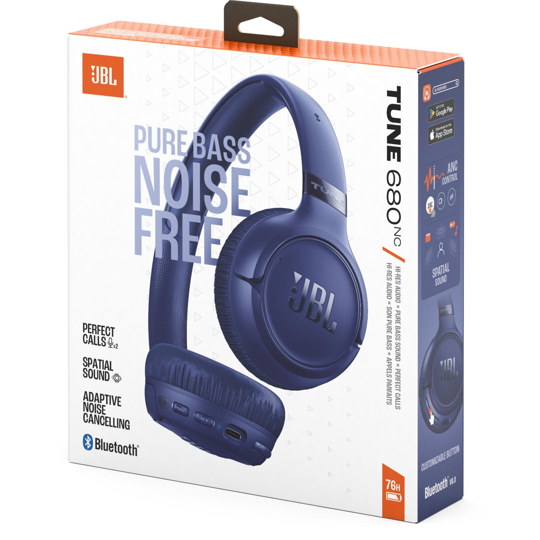 JBL Tune 680NC Wireless On-Ear Noise Cancelling Headphones (Blue)