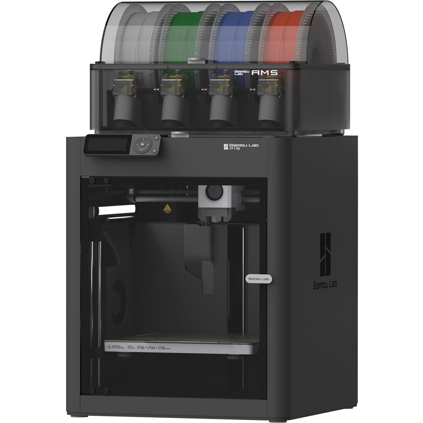 Enclosed multicolor 3D printer with top filament spool bay and front door