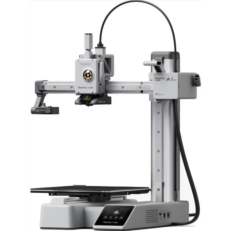 Bambu Lab A1 mini compact 3D printer with build plate and touchscreen control