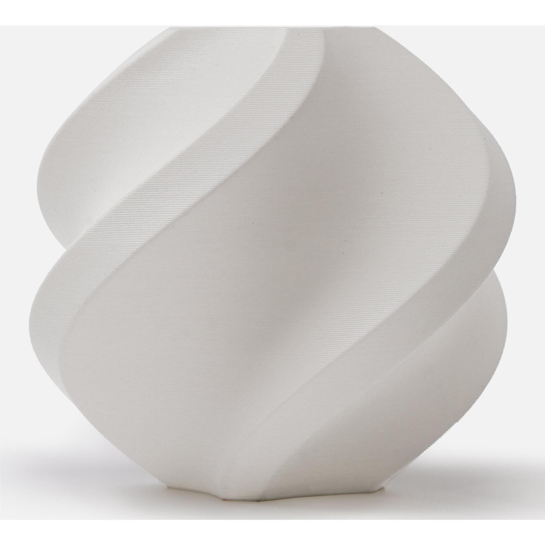 Matte white PLA filament spool, tightly wound 1.75mm roll