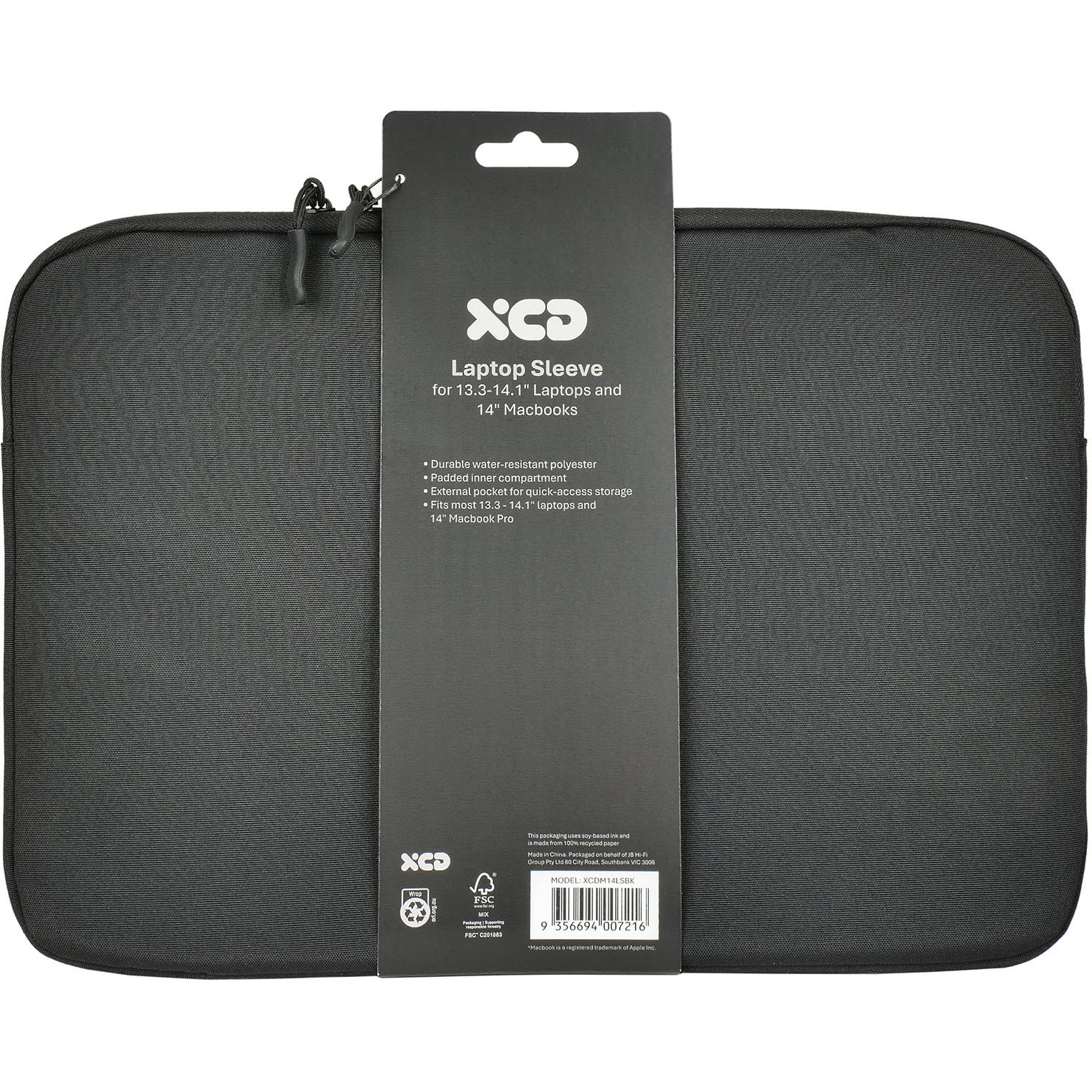 XCD 14 inch laptop sleeve in black, image 7 - Laptop & Tablet Bags at Tech Supply Shed NZ