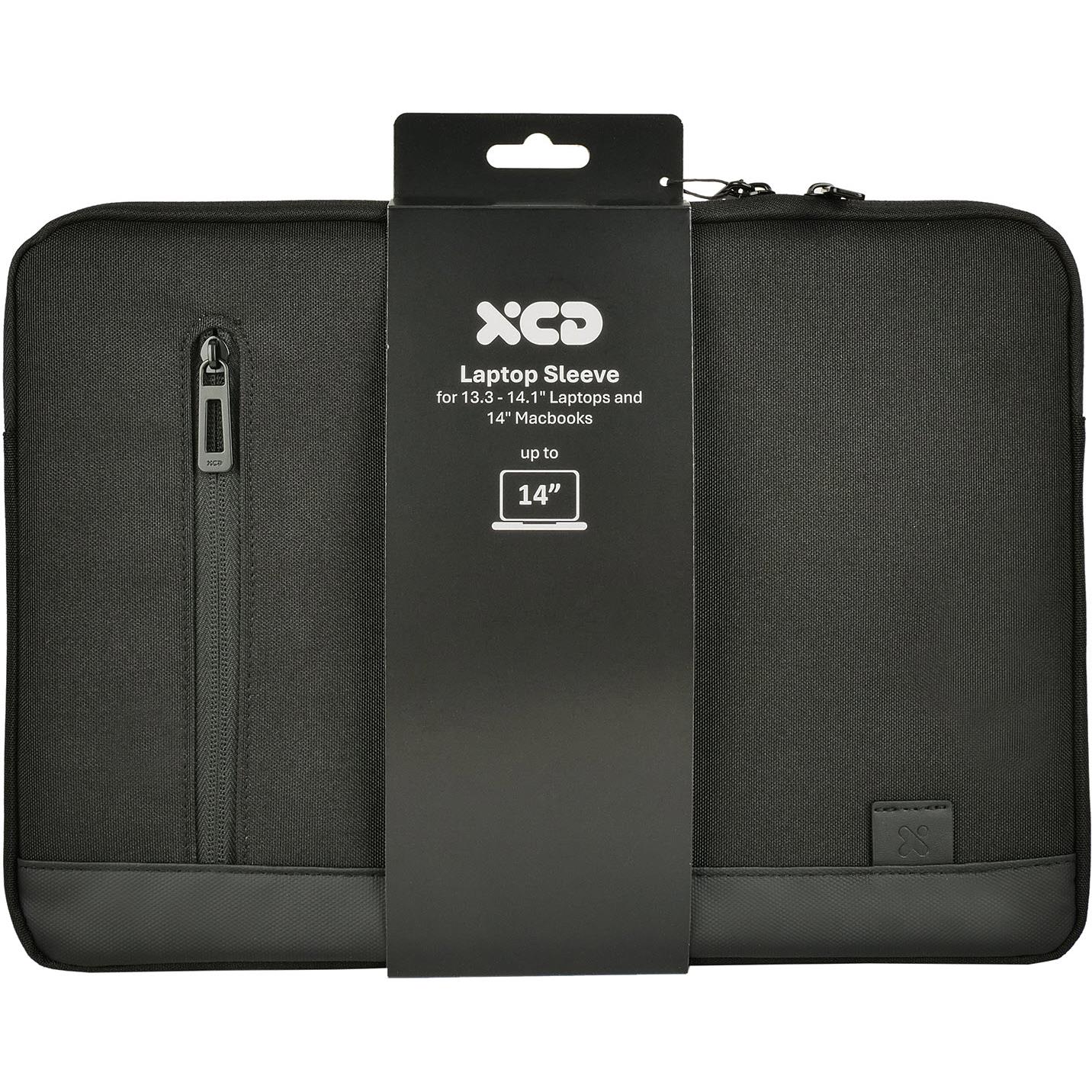 XCD laptop sleeve for up to 14-inch laptops, black, front zip pocket
