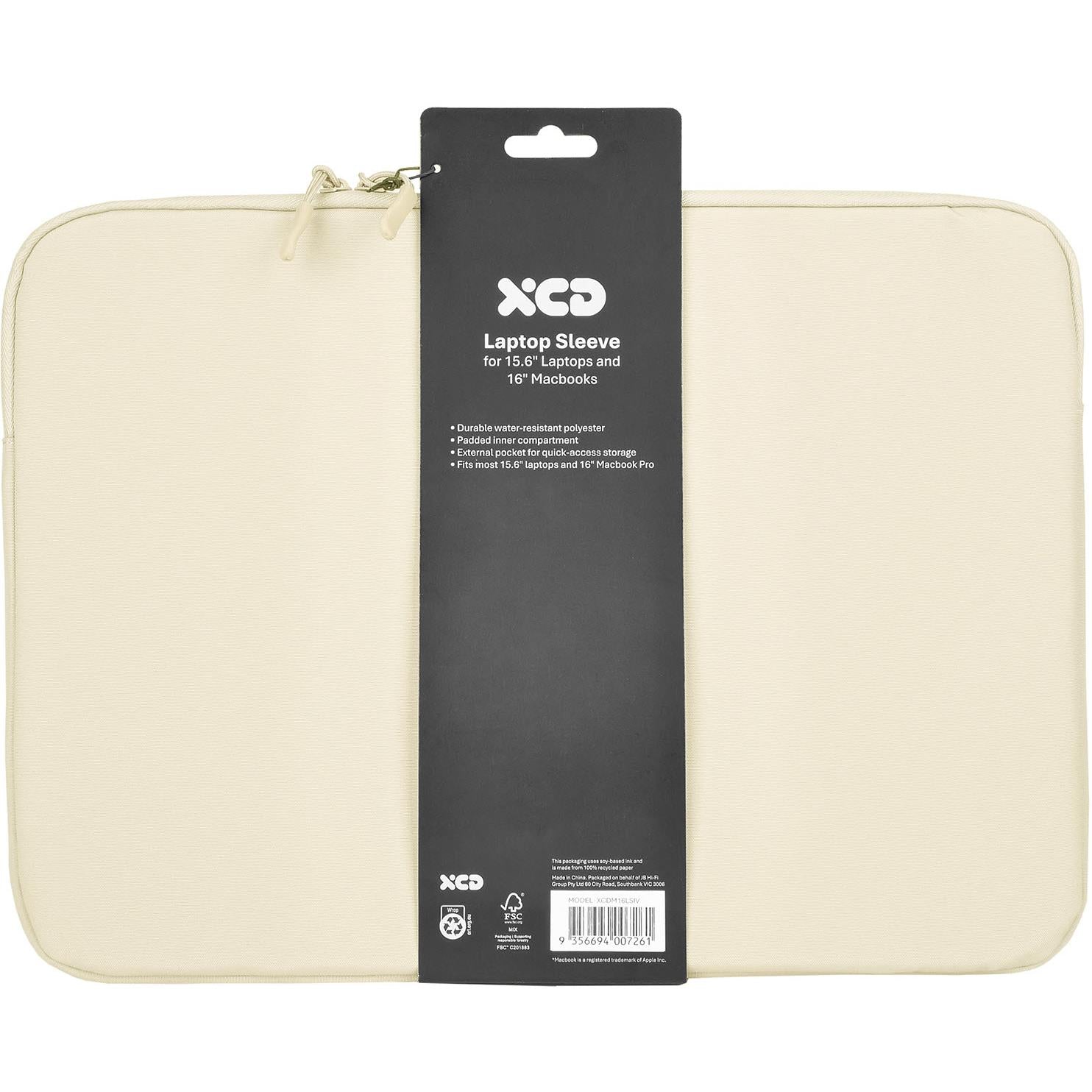 XCD 16 inch laptop sleeve in ivory, image 7 - Laptop & Tablet Bags at Tech Supply Shed NZ