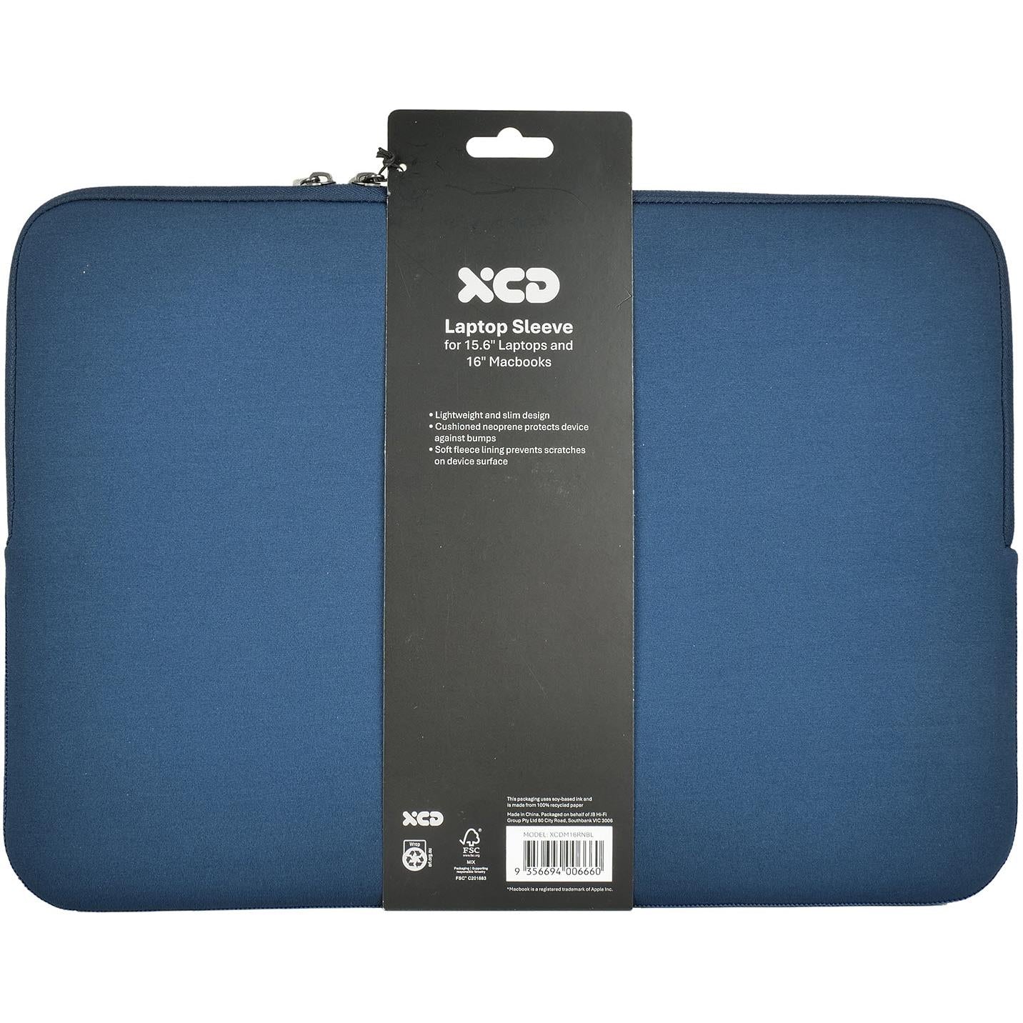XCD Neoprene 16" Laptop Sleeve in blue, image 5 - Laptop & Tablet Bags at Tech Supply Shed NZ