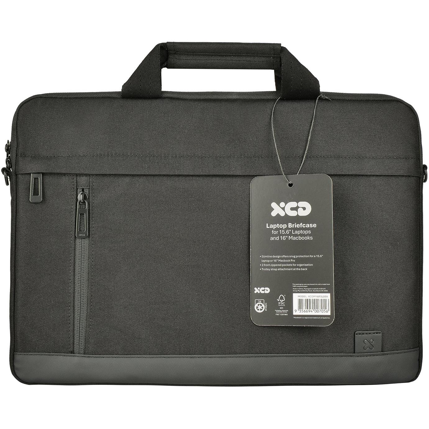 XCD Urban 16" Slimline Briefcase, Detachable Strap in black, image 7 - Laptop & Tablet Bags at Tech Supply Shed NZ