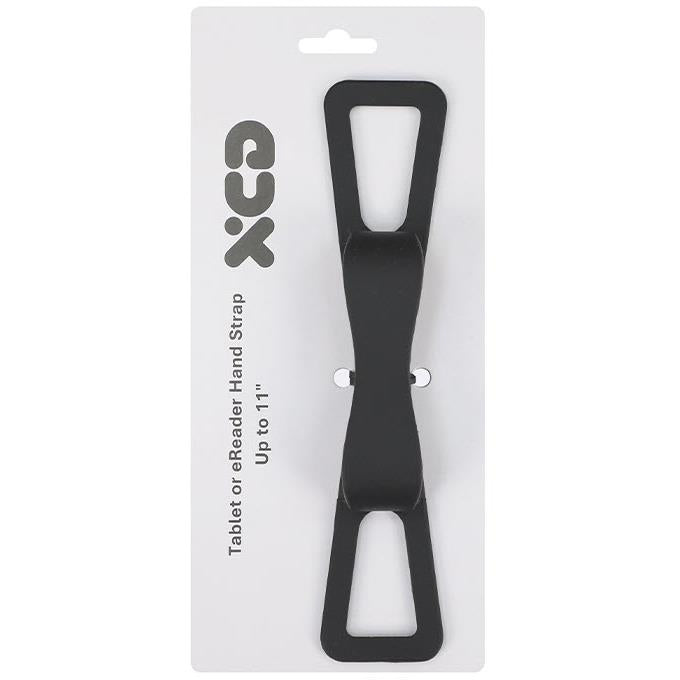 Black elastic hand strap for tablet or eReader, packaged
