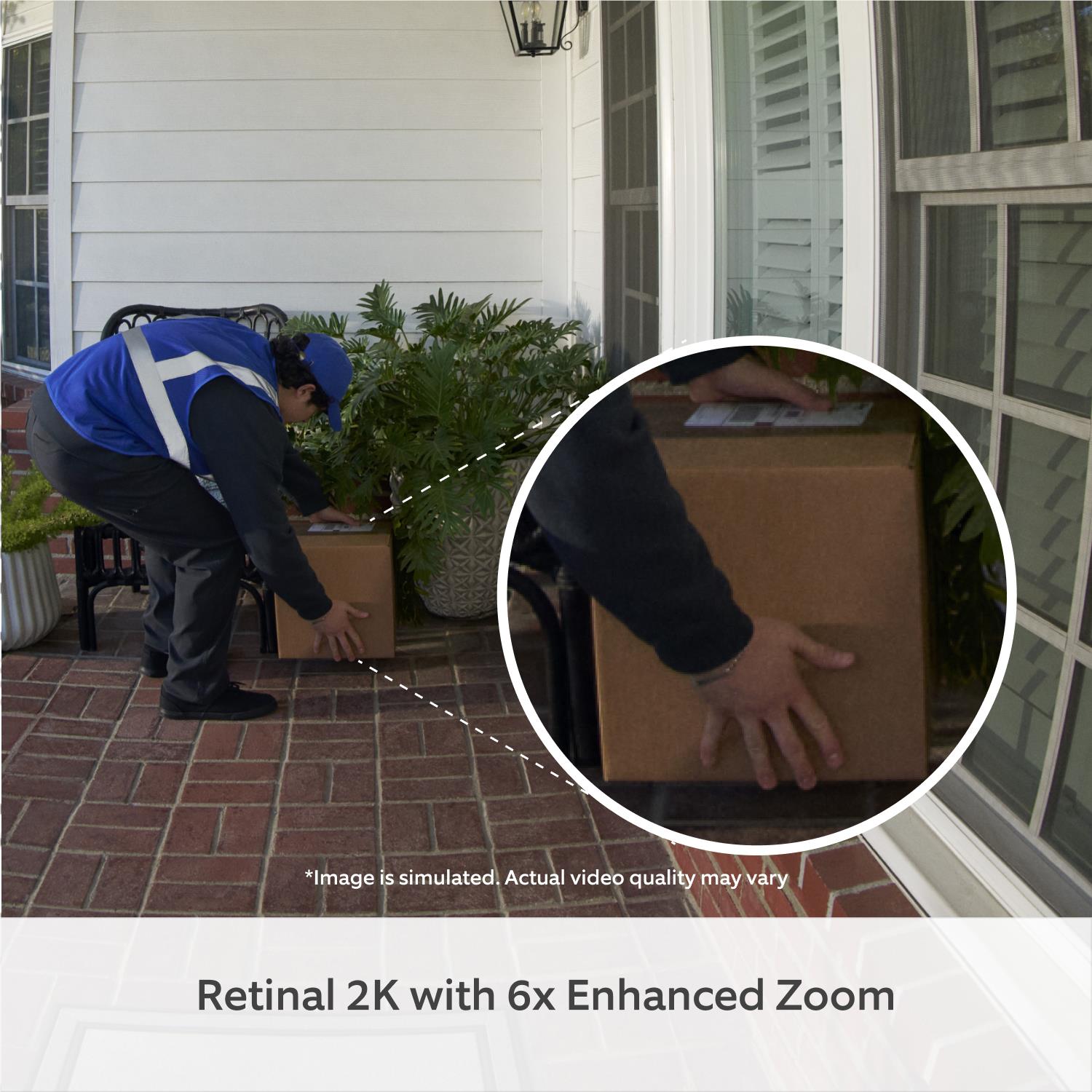 Ring battery video doorbell package delivery preview with inset hand placing a box