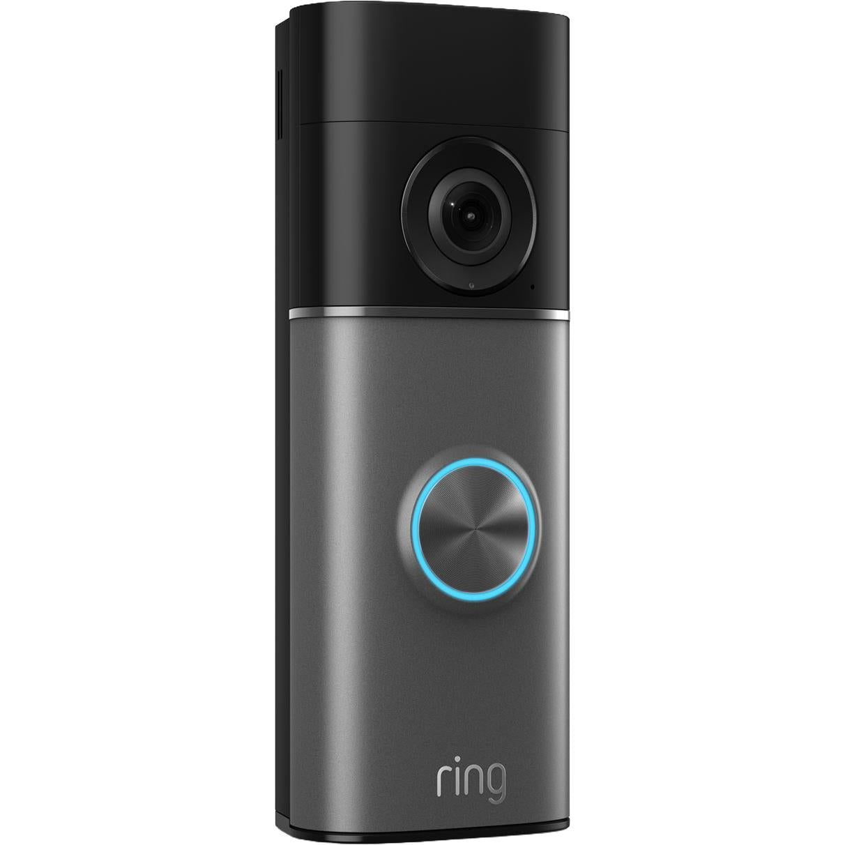 Ring battery video doorbell, silver-gray body with round blue status light