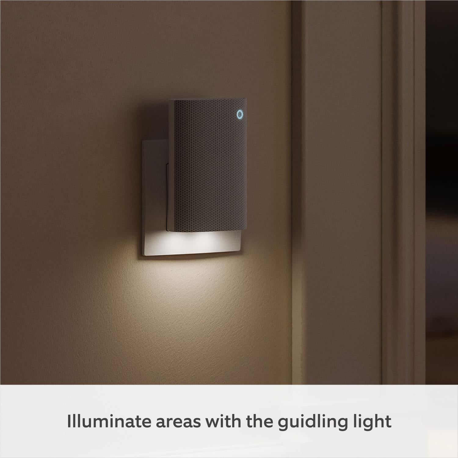 Wall-mounted Wi-Fi door chime with night-light, glowing guiding light
