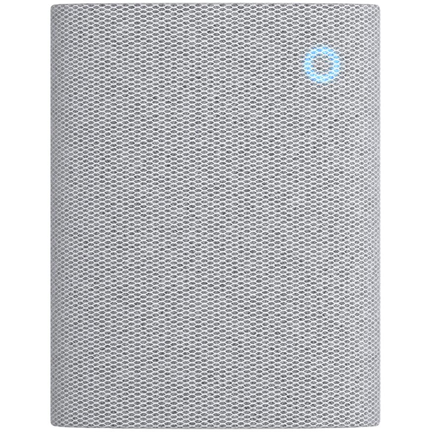 Gray mesh plug-in indoor doorbell chime with small blue status light