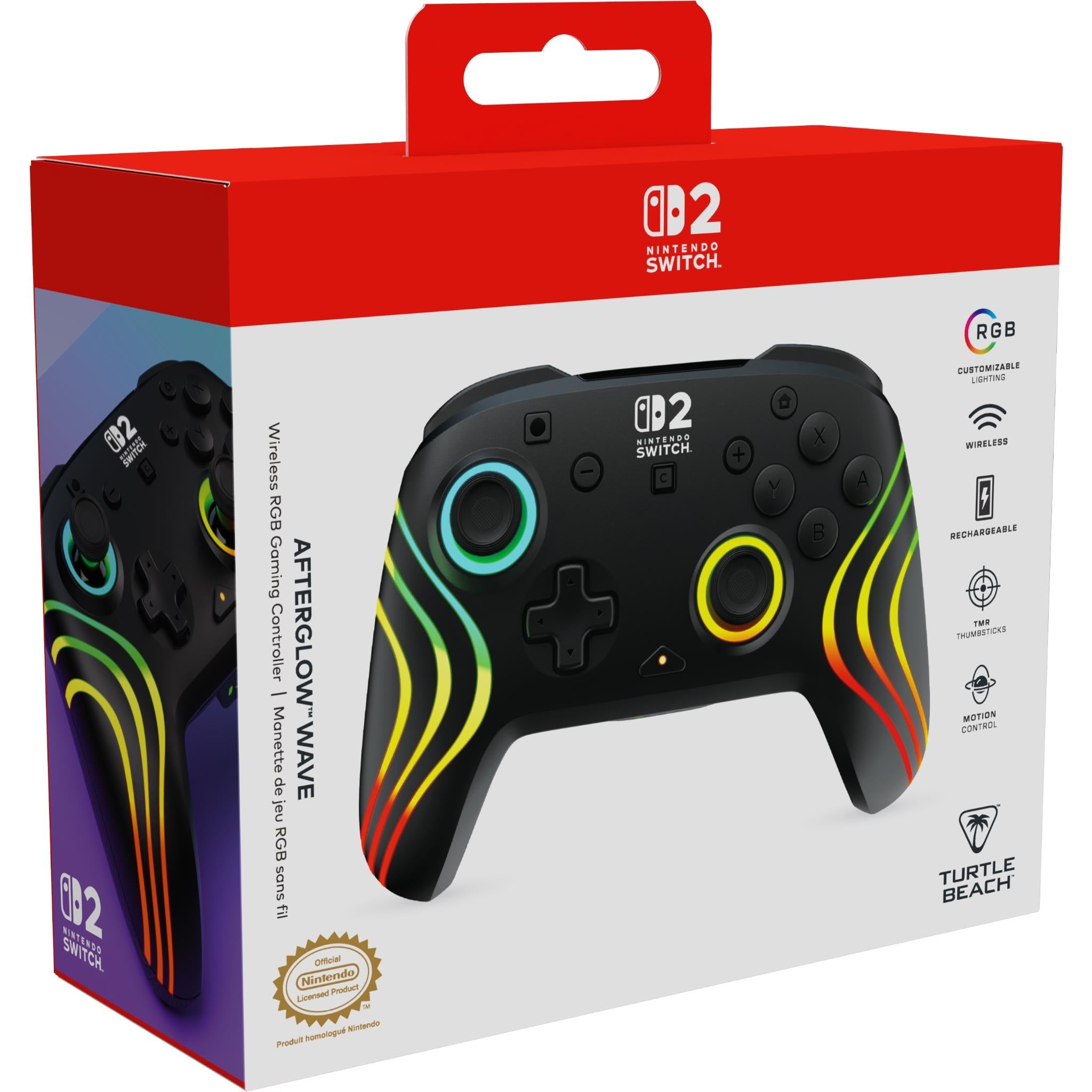 Turtle Beach Afterglow Wired Gaming Controller for Nintendo Switch 2 (Wave - Black)