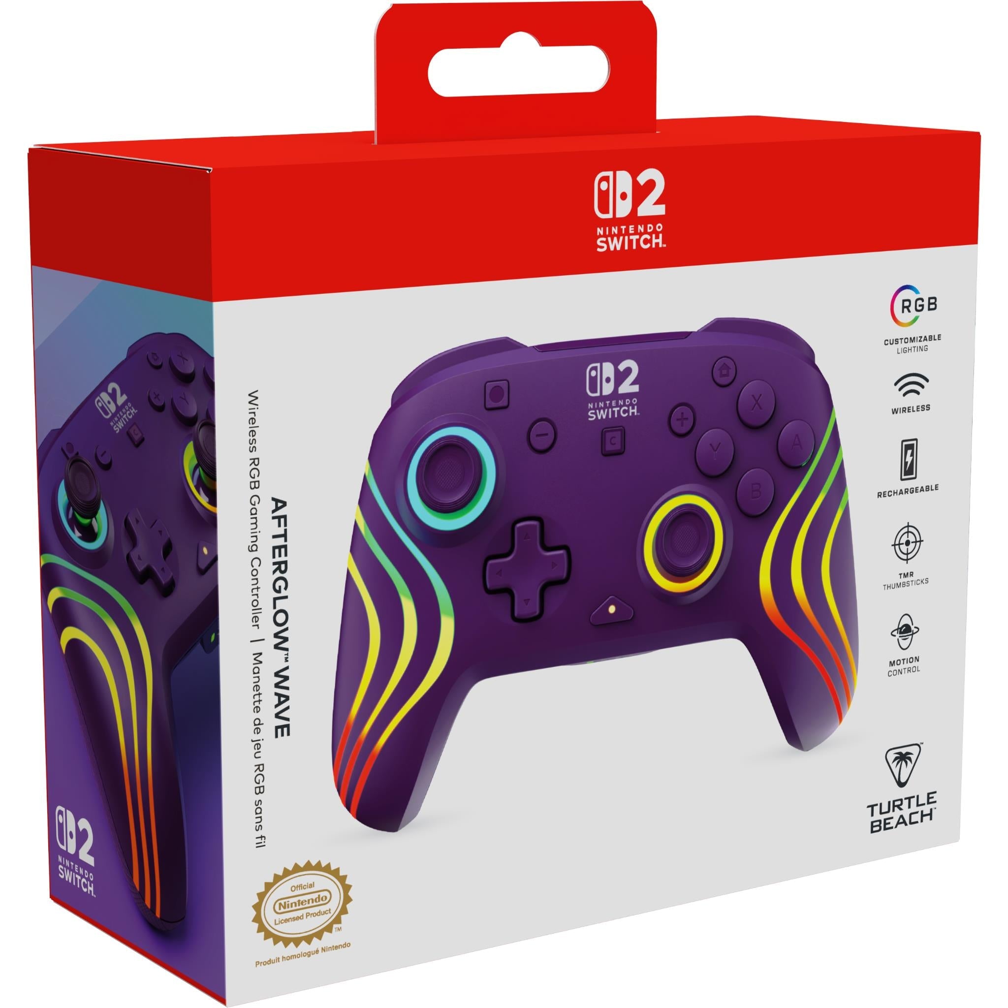 Turtle Beach Afterglow Wired Gaming Controller for Nintendo Switch 2 (Wave - Purple)
