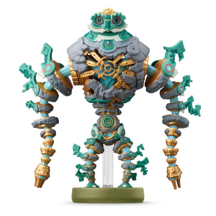 Mineru's Construct amiibo figure, teal and gray with gold gear details