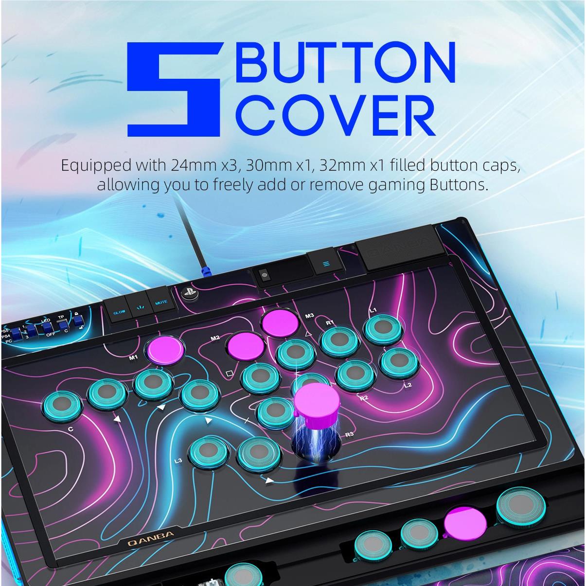 Qanba Sapphire leverless arcade controller in black, image 4 - Electronic Gaming Accessories at Tech Supply Shed NZ