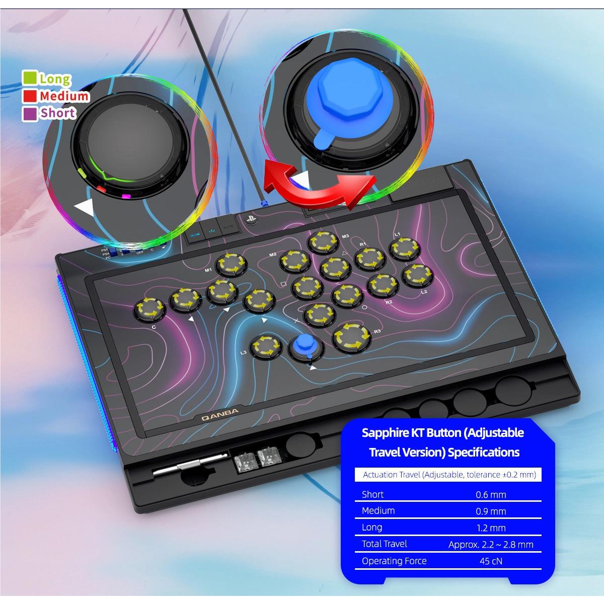 Qanba Sapphire leverless arcade controller in black, image 6 - Electronic Gaming Accessories at Tech Supply Shed NZ