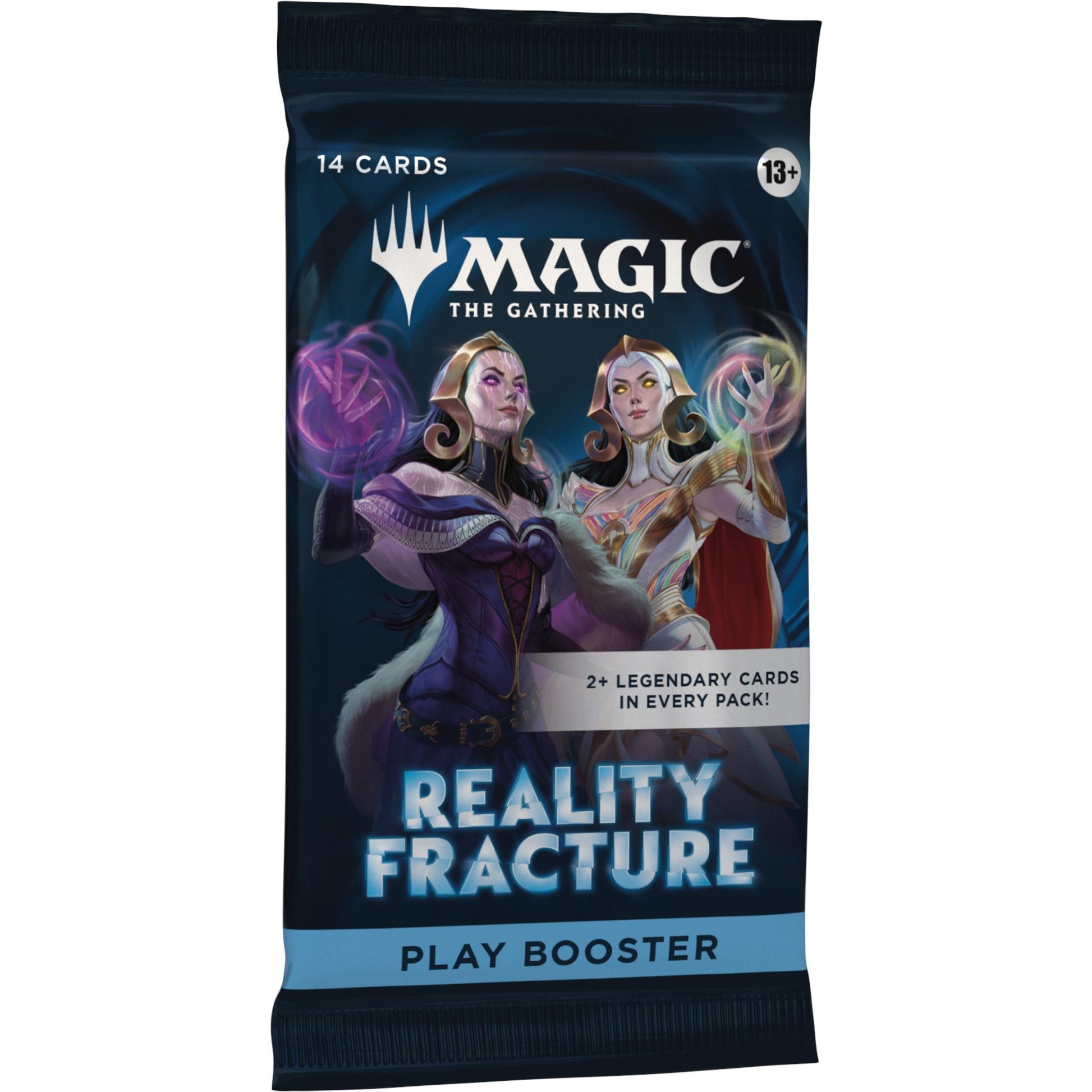 Reality Fracture play booster pack, purple magic-wielding women art; 14 cards, 13+