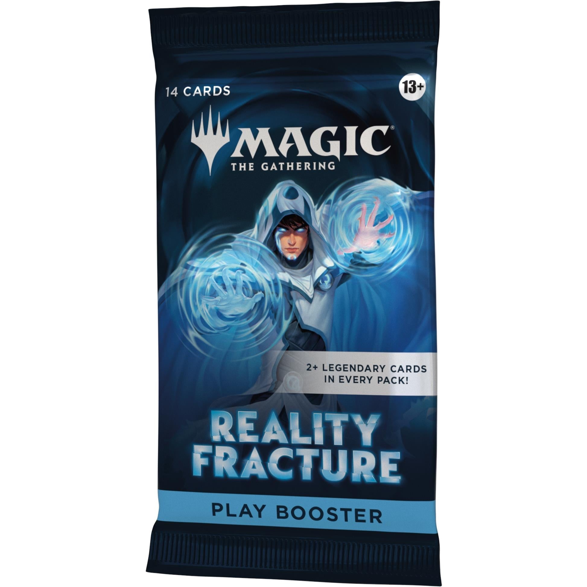 Reality Fracture play booster pack, blue swirling sphere mage art; 14 cards, 13+