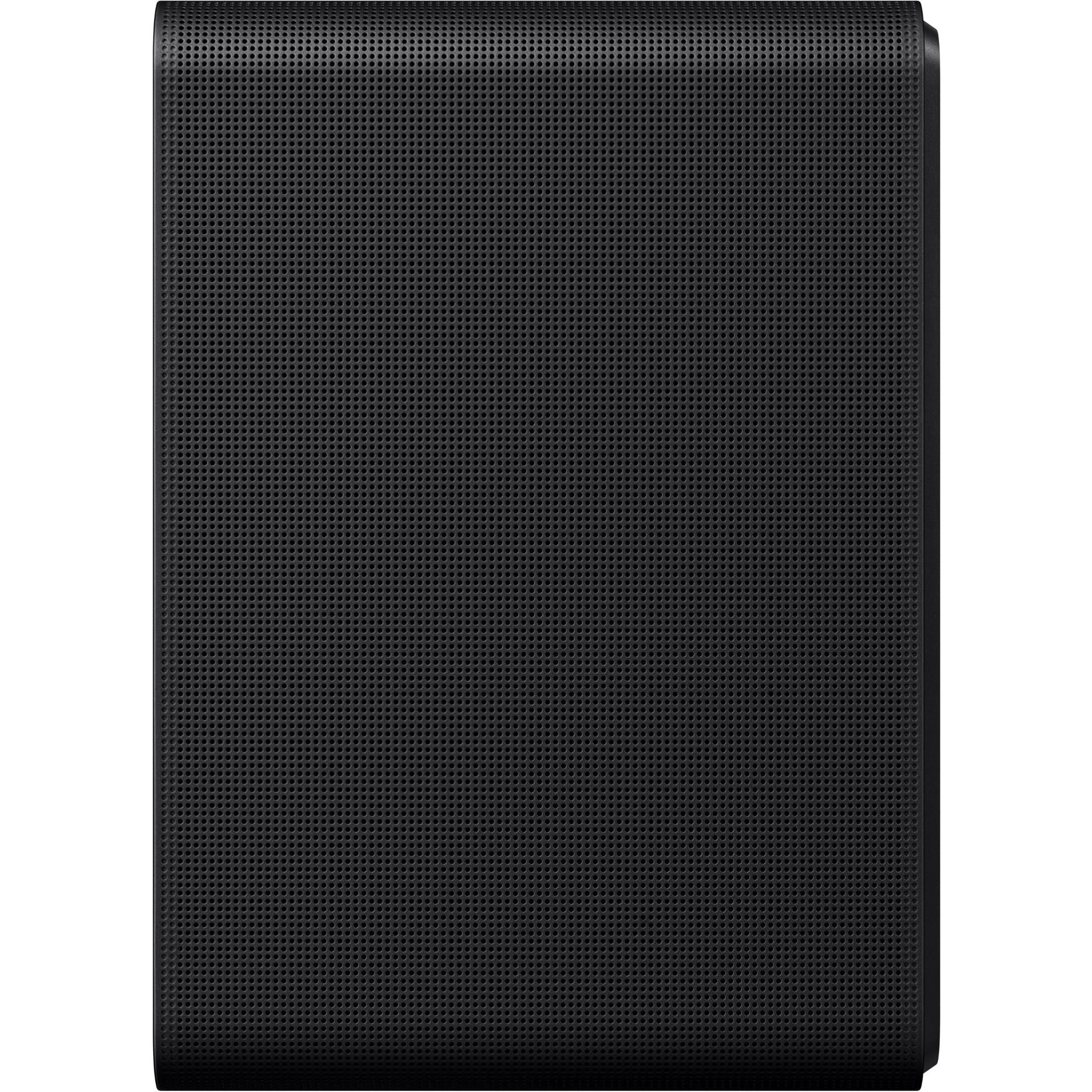 Black Wi-Fi Atmos speaker side grille texture, cylindrical body