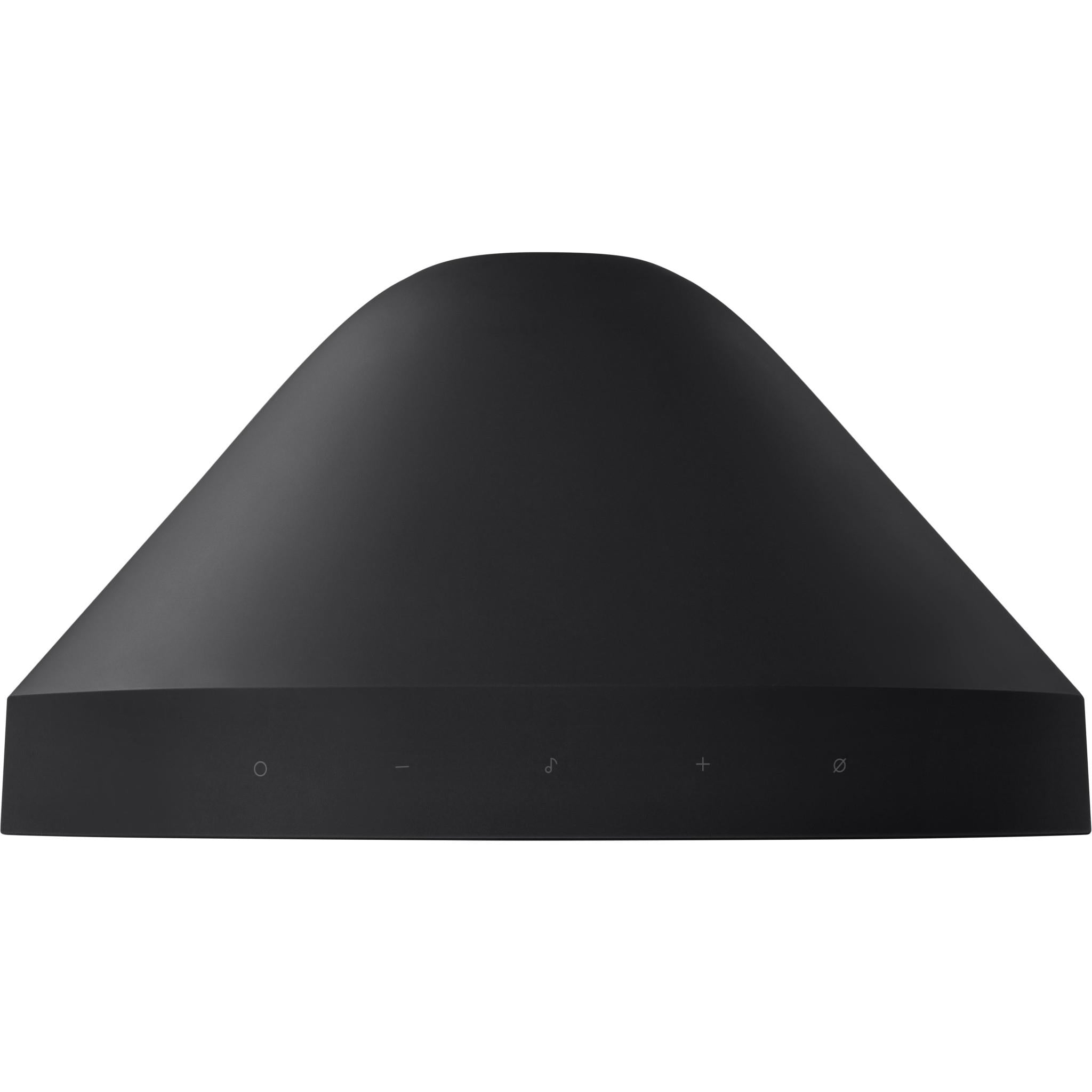 Black speaker bar top with small indicator icons along the front