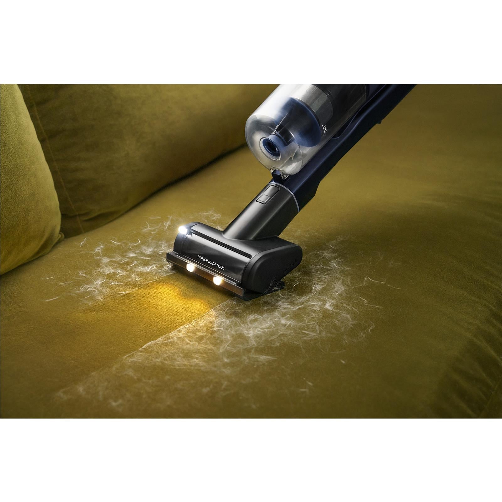 Bissell PowerClean vacuum cleaning upholstery with brush head and airflow nozzle