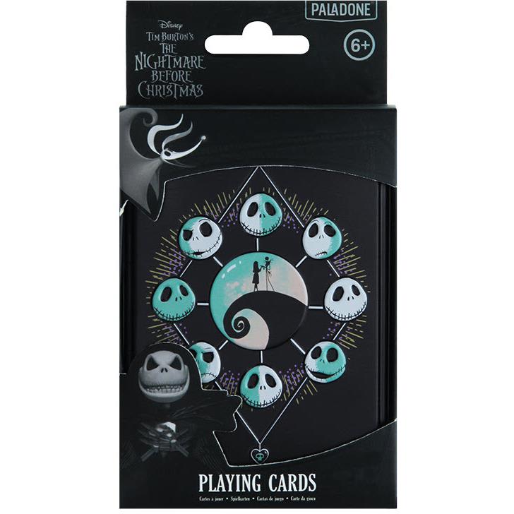 Carton packaging for playing cards with Nightmare characters and “6+” age mark