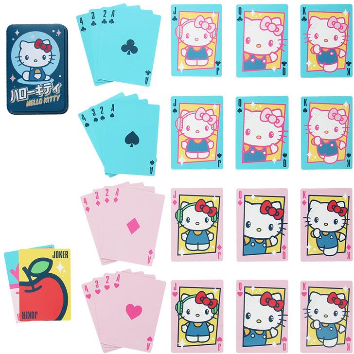 Hello Kitty playing cards spread, showing card faces and suits