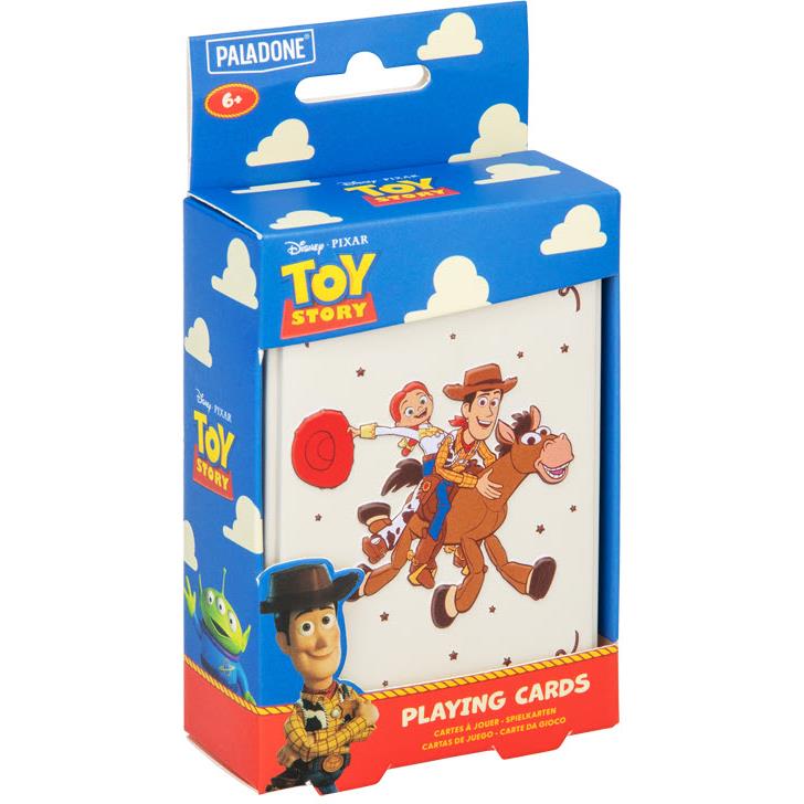 PALADONE Toy Story playing cards display box with colorful cowboy character graphic