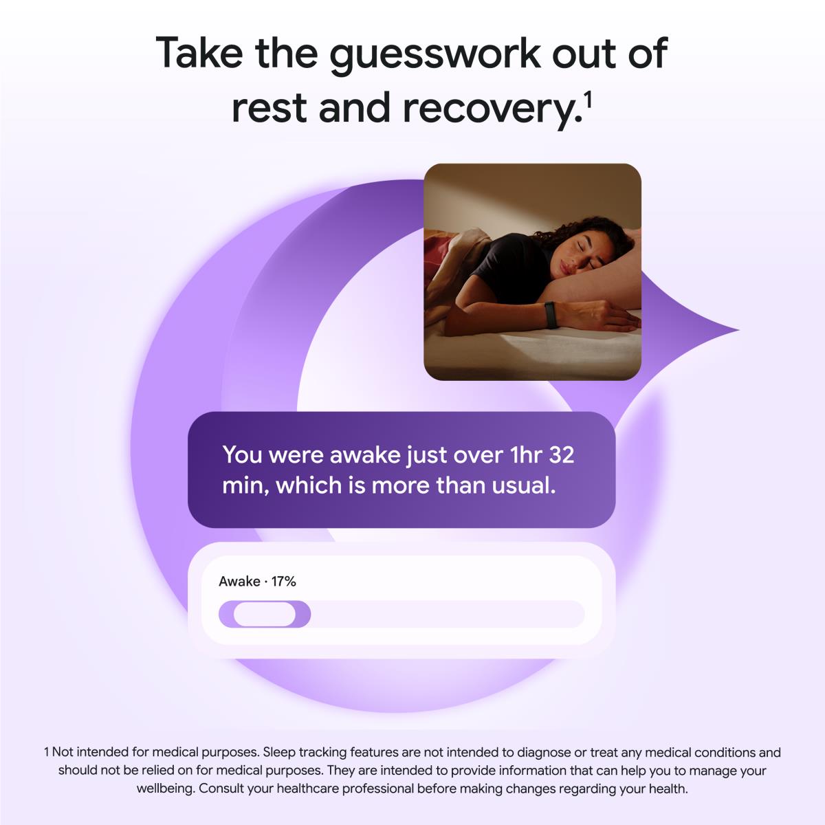 Fitness tracker promotional sleep-recovery graphic with no visible device