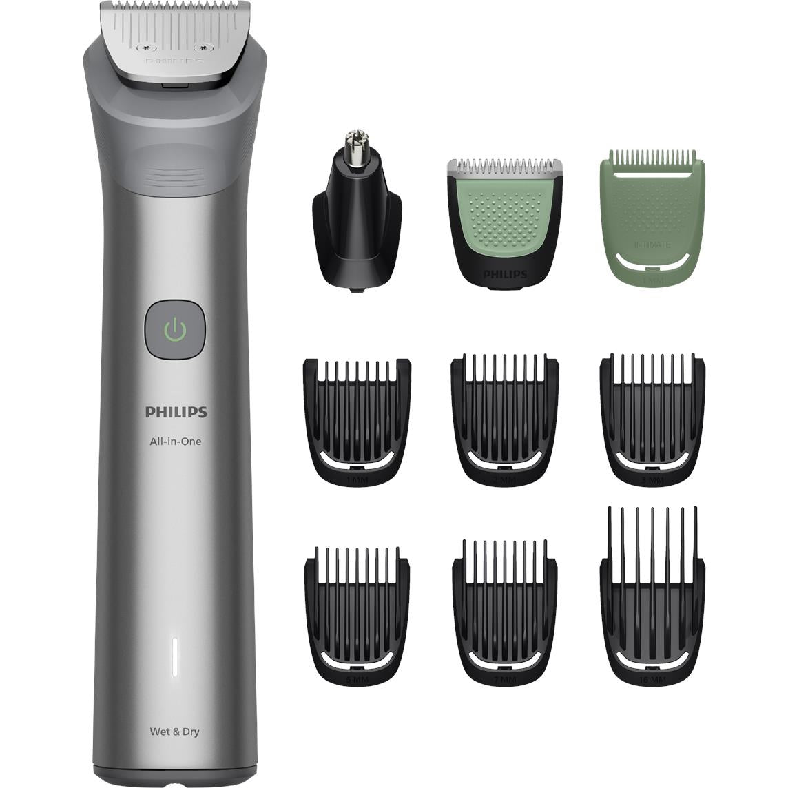 Cordless multigroomer with 10 guard attachments and charging stand