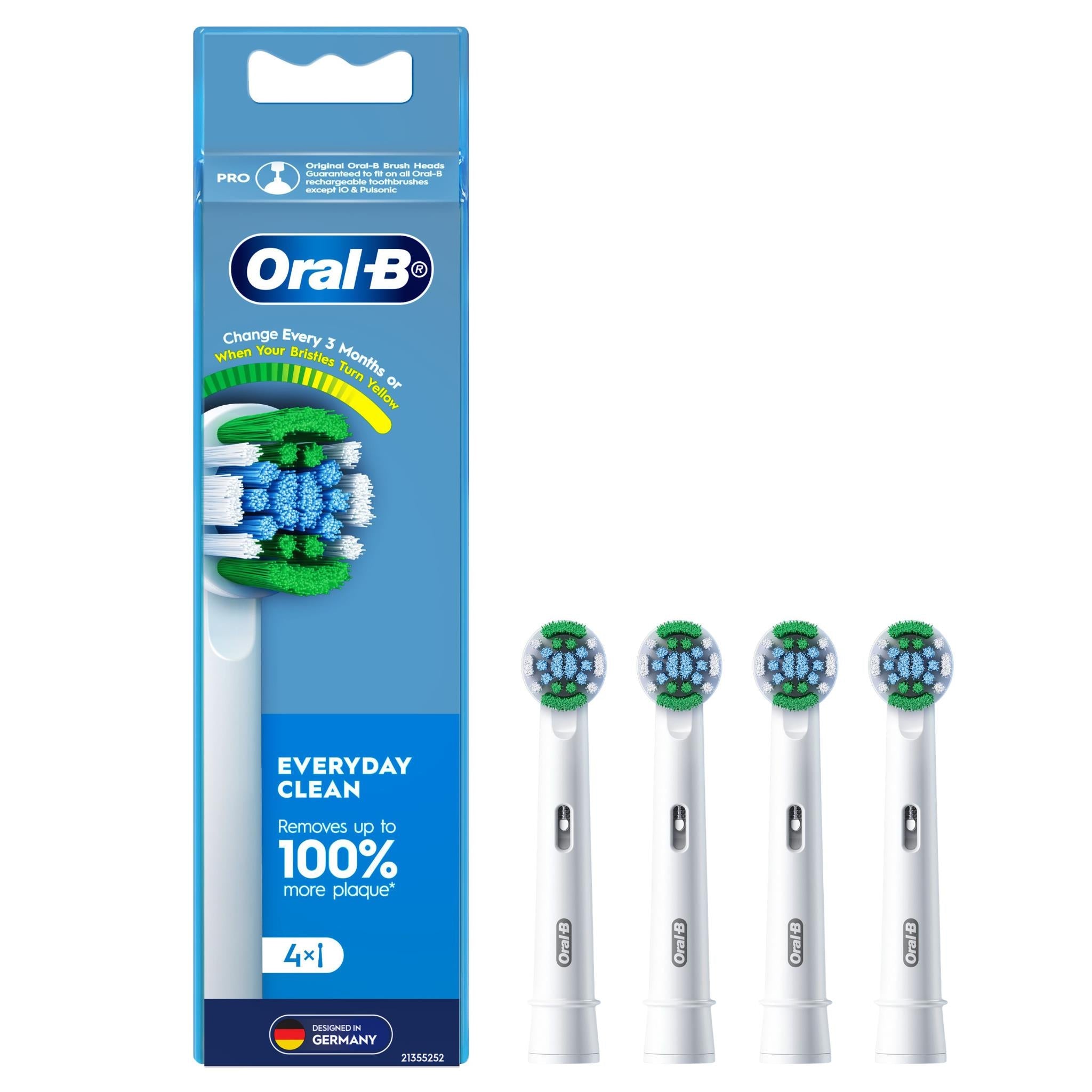 Oral-B Everyday Clean electric toothbrush brush heads, 4-pack with four replacement heads